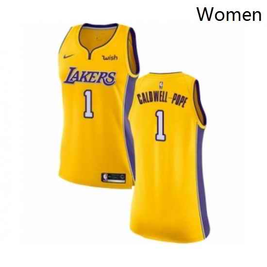 Womens Los Angeles Lakers 1 Kentavious Caldwell Pope Authentic Gold Home Basketball Jersey Icon Edition